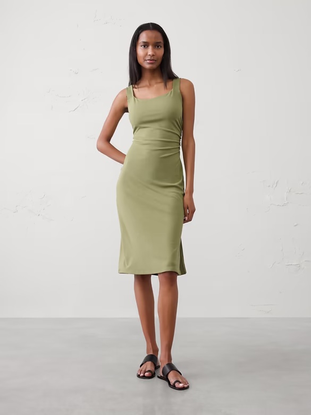 Banana Republic Moss Green Tank Midi Dress